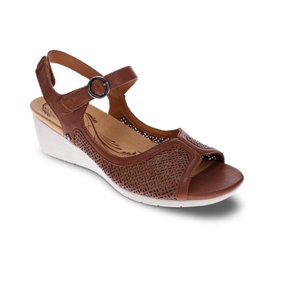 Revere Shoes Cognac Kaya Leather Sandals Women’s Size 11 Retro Inspired NEW